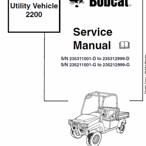 Bobcat 2200, 2200S, 2300 Utility Vehicle Service Manual