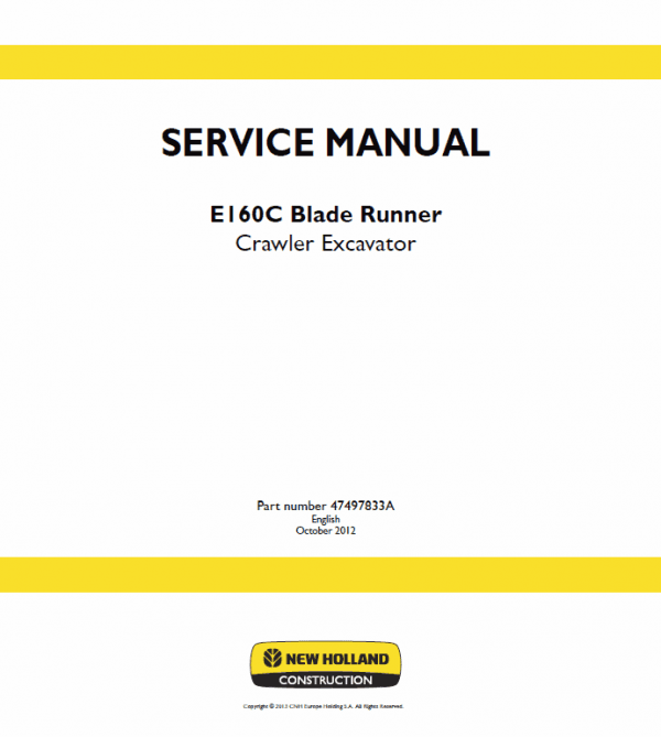 New Holland E160C Crawler Excavator Service Manual