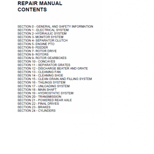 New Holland TR96, TR97, TR98 Combine Service Manual