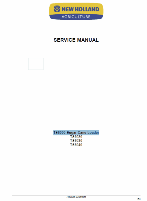 New Holland TS6000 TS6040 Tractors Service Manual