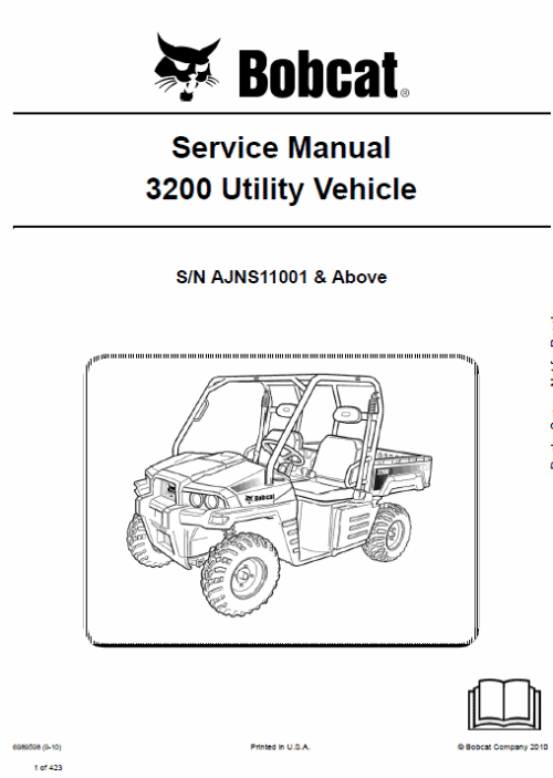 Bobcat 3200 Utility Vehicle Service Repair Manual