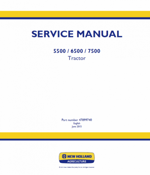 New Holland 5500, 6500, 7500 Tractor Service Manual New Holland 5500, 6500, 7500 Tractor Service Manual