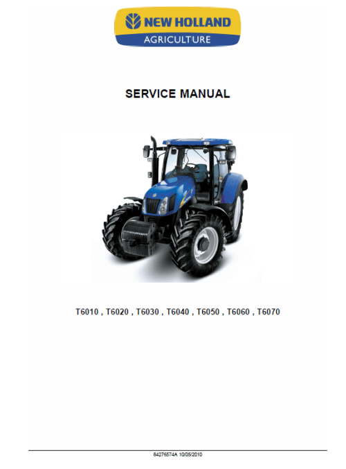 New Holland T6040 T6070 Tractor Service Manual New Holland T6040 T6070 Tractor Service Manual