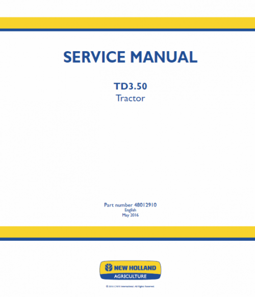 New Holland TD3.50 Tractor Service Manual New Holland TD3.50 Tractor Service Manual