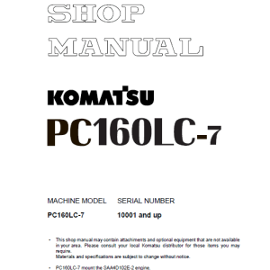 Komatsu Pc160lc-7 engine Operation Manual