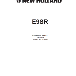 New Holland E9SR Mini Excavator Service Manual
