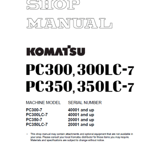 Komatsu PC300-7 PC300LC-7 Hydraulic Service Manual Komatsu PC300-7 PC300LC-7 Hydraulic Service Manual