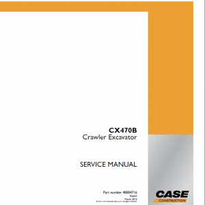 Case Cx470B Hrd Crawler Excavator Service Repair Manual