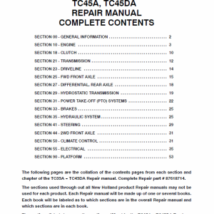New Holland TC35A, TC35DA, TC40A Tractor Service Manual