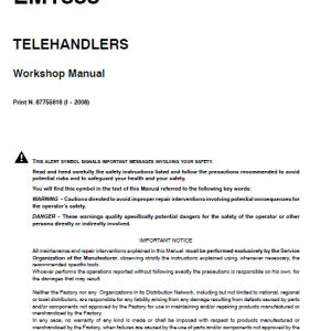 New Holland LM1330 and LM1333 Telehandlers Service Manual