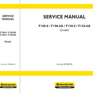 New Holland F106.6 Tier 3 and F156.6 Tier 3 Service Manual