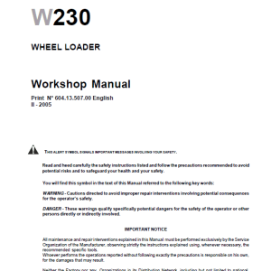 New Holland W230 Wheeled Loader Service Manual New Holland W230 Wheeled Loader Service Manual