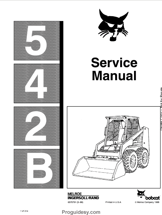 Bobcat 542B Skid-Steer Loader Service Manual