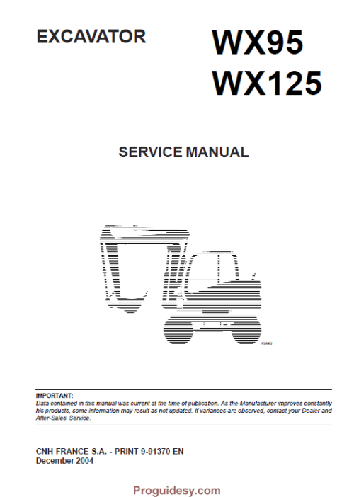 Case WX95 WX125 Tier 3 Excavator Repair Manual