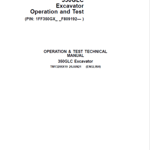 John Deere 350GLC Operation Test Manual