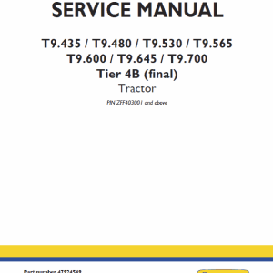 New Holland T9.435, T9.480, T9.530, T9.565 Tractor Service Manual