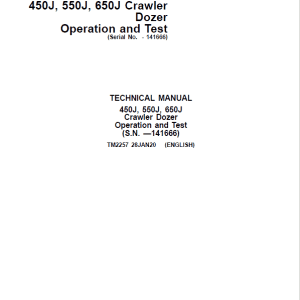 John Deere 450J, 550J, 650J Crawler Dozer Service Manual