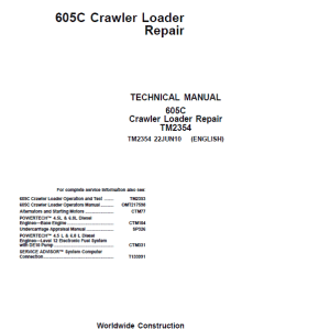 John Deere 605C Crawler Loader Service Manual