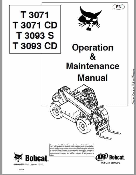 2-29-2.jpg Bobcat T3071, T3071CD, T3093S, T3093CD versaHANDLER Telescopic Operation Manual