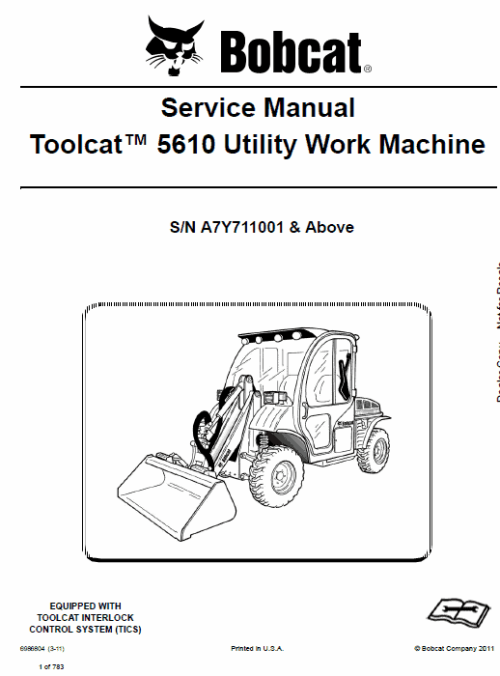 Bobcat 5610 Tool Utility Vehicle Service Repair Manual