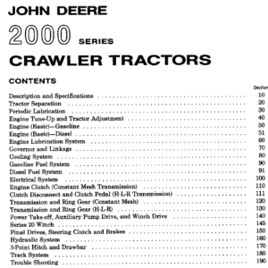 John Deere 2000 Tractors Service Manual