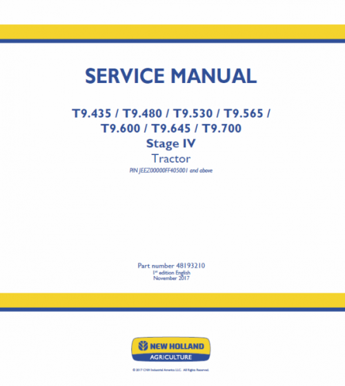 How To Repair New Holland T9.600, T9.645, T9.700 Tractor Service Manual