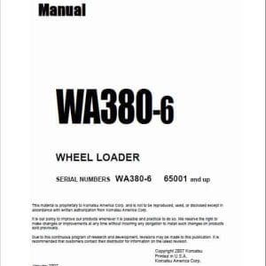 Komatsu Wa380-6 Wheel Loader Service Manual