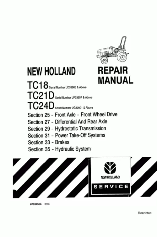 New Holland Tc21d Tc24d Tractor Operators Manual