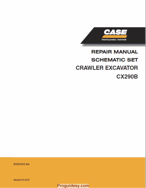 Case Cx290b Excavator Workshop Service Repair Manual