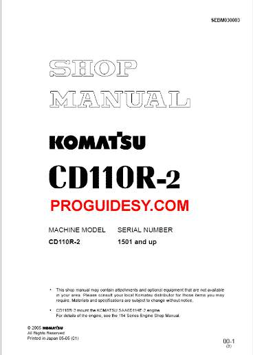 Komatsu CD110R-2 Crawler Service Repair Manual