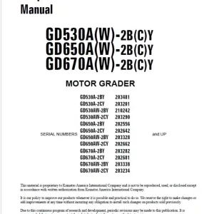 Komatsu Gd530a-2cy Motor Grader Manual
