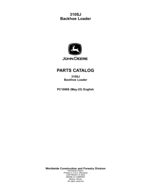 John Deere 310SJ Backhoe Loaders Parts Catalog Manual
