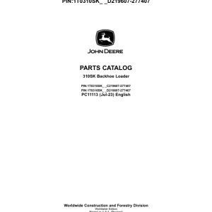 John Deere 310SK Backhoes Parts Catalog Manual