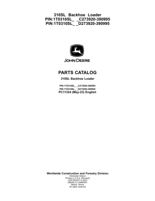 John Deere 310SL Illustrated Parts Manual Guide