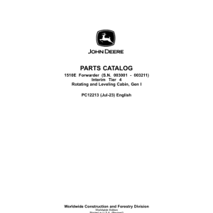 John Deere 1510E IT4 Forwarders Parts Catalog Manual