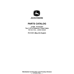 John Deere 1110G T2 FFC Forwarders Parts Catalog Manual