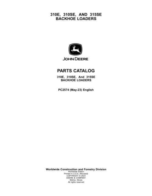 John Deere 310E 315SE Backhoes Parts Catalog Manual
