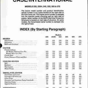 Case IH 235 275 Tractor Service Repair Manual
