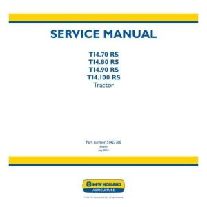 New Holland Ti4.70 Rs Ti4.80 Rs Ti4.90 Rs Ti4.100 Rs Tractor Service Manual