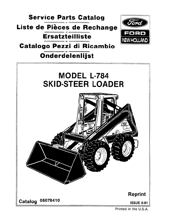 New Holland L784 Skid Steer Loader Parts List Manual