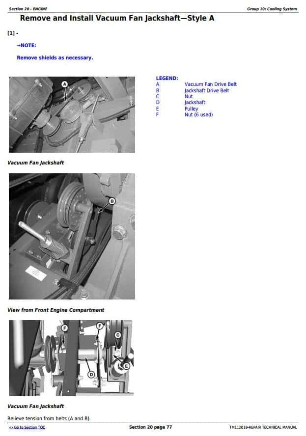 John Deere S660STS S670STS S680STS Combines Repair Manual