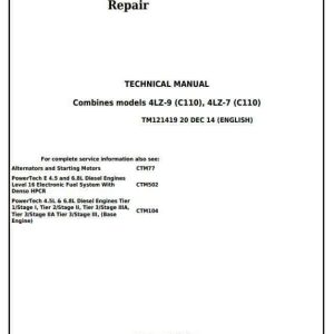 John Deere 4LZ-7 4LZ-9 Diagnostic and Repair Technical Service Manual