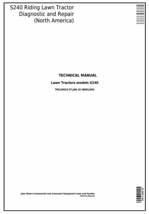 John Deere S240 Riding Lawn Tractor Service Repair Manual