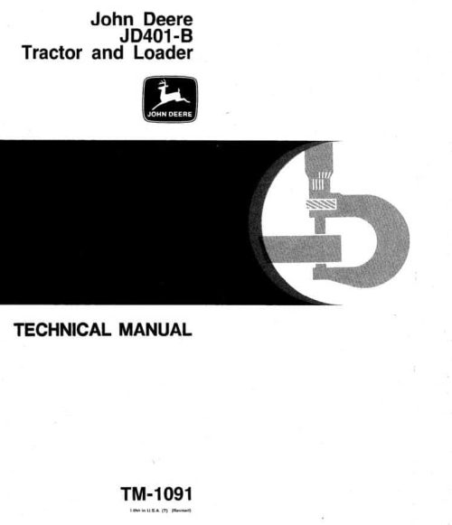 John Deere 401B Utility Tractor Technical Service Manual