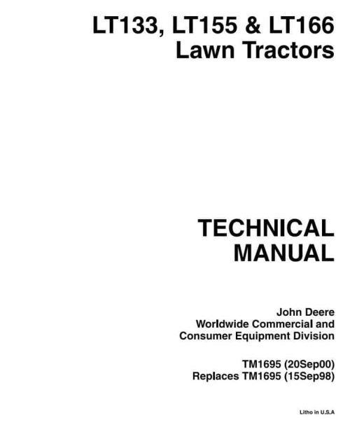 John Deere LT133 LT155 LT166 Tractors Diagnostic Service Manual