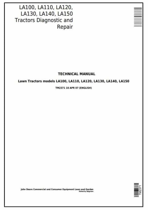 John Deere LA100 LA110 LA120 Service Repair Manual