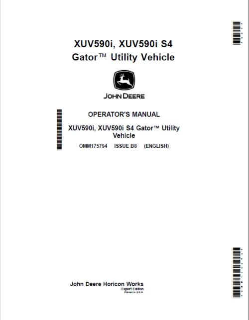John Deere XUV590i, XUV590i S4 Gator Utility Operator's Manual