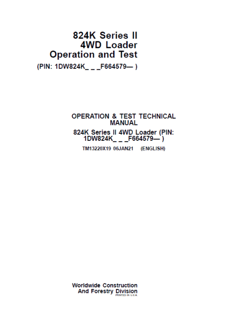 John Deere 824K 4WD Operation Test Technical Manual