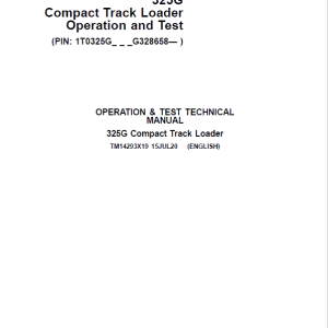 John Deere 325G Track Loader Operation and Test Service Manual
