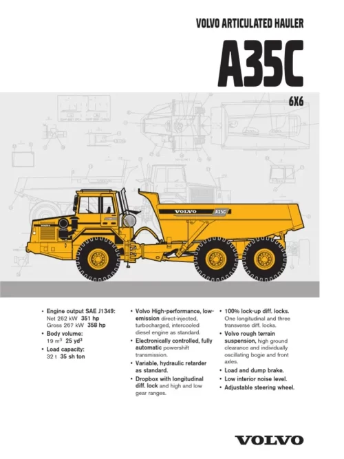 Volvo Bm A35c Articulated Dump Truck Service Repair Manual